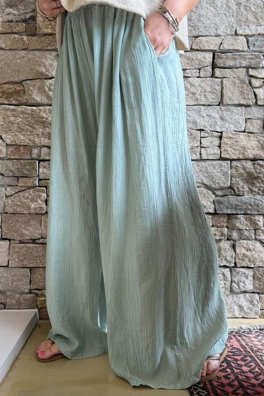 Cyril Crinkelle Wide Leg Pant Sage